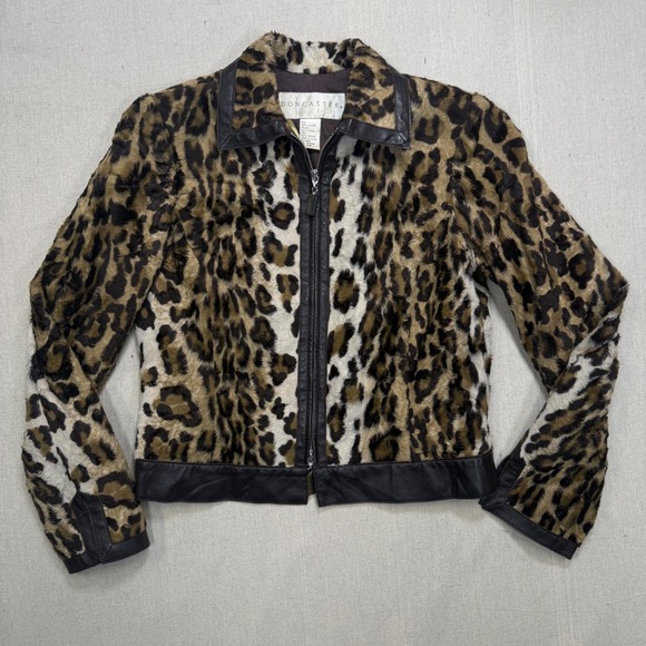 Doncaster Jackets & Blazers - Doncaster Leopard Print Faux Fur Leather Trim Jacket